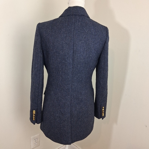 J.Crew Long Parke Blazer In Navy Herringbone English Wool Size 2 NWOT - Picture 4 of 10